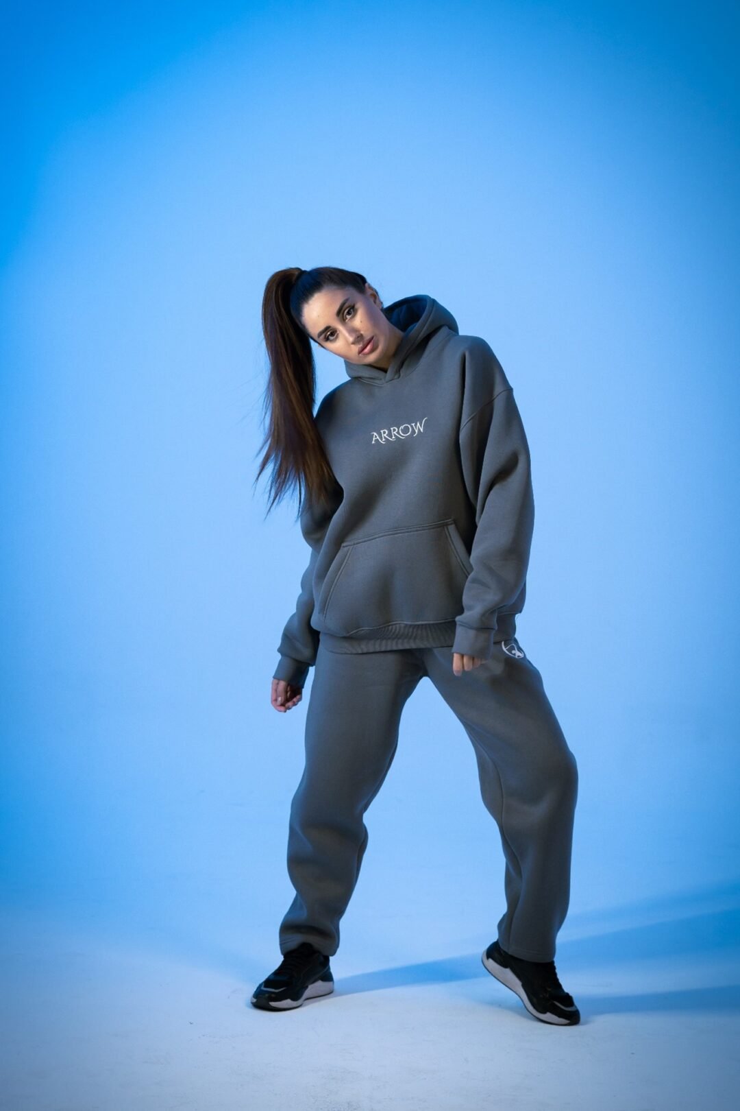 Grey puff basic Hoddie - Image 3